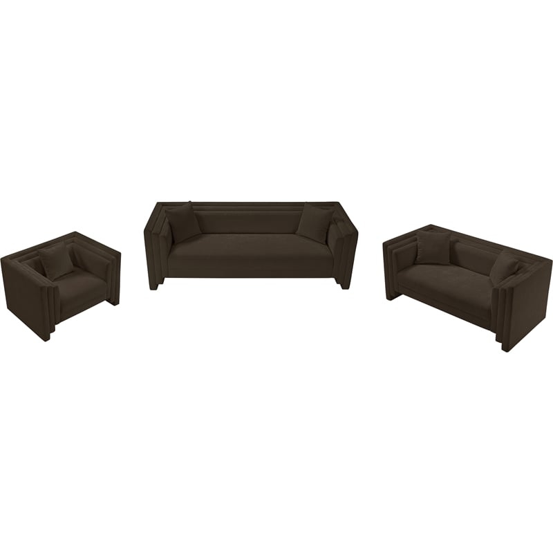 Meridian Furniture Everett Brown Chenille Fabric Upholstered Loveseat