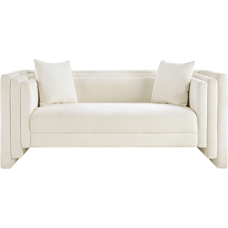 Meridian Furniture Everett Cream Chenille Fabric Upholstered Loveseat