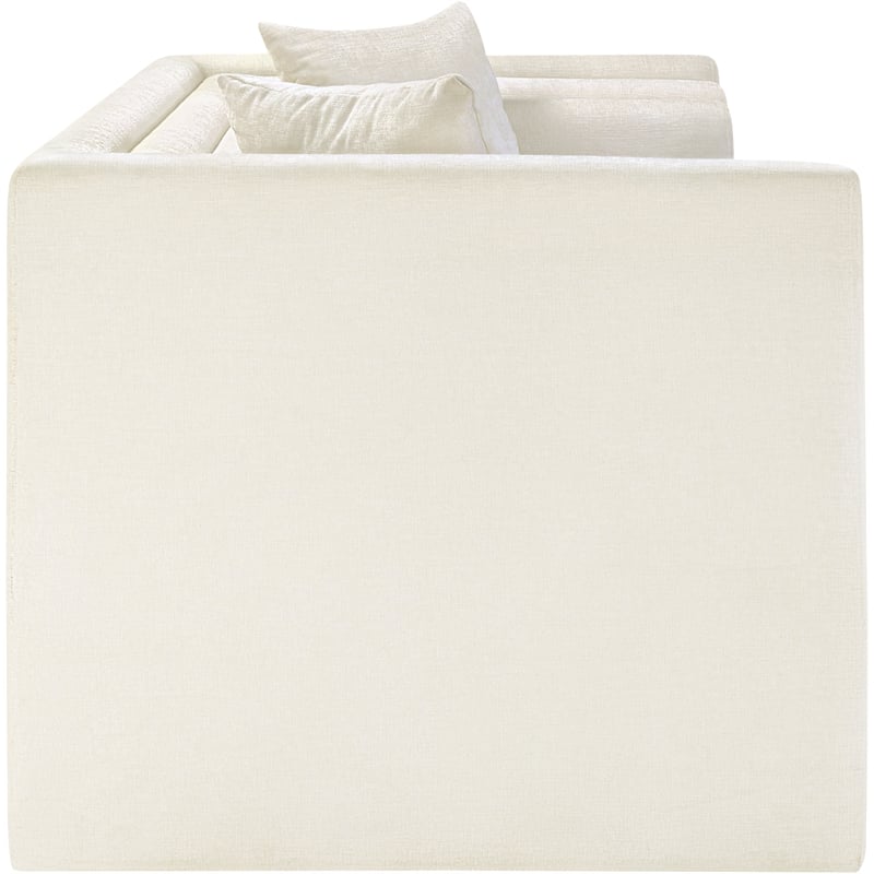 Meridian Furniture Everett Cream Chenille Fabric Upholstered Loveseat