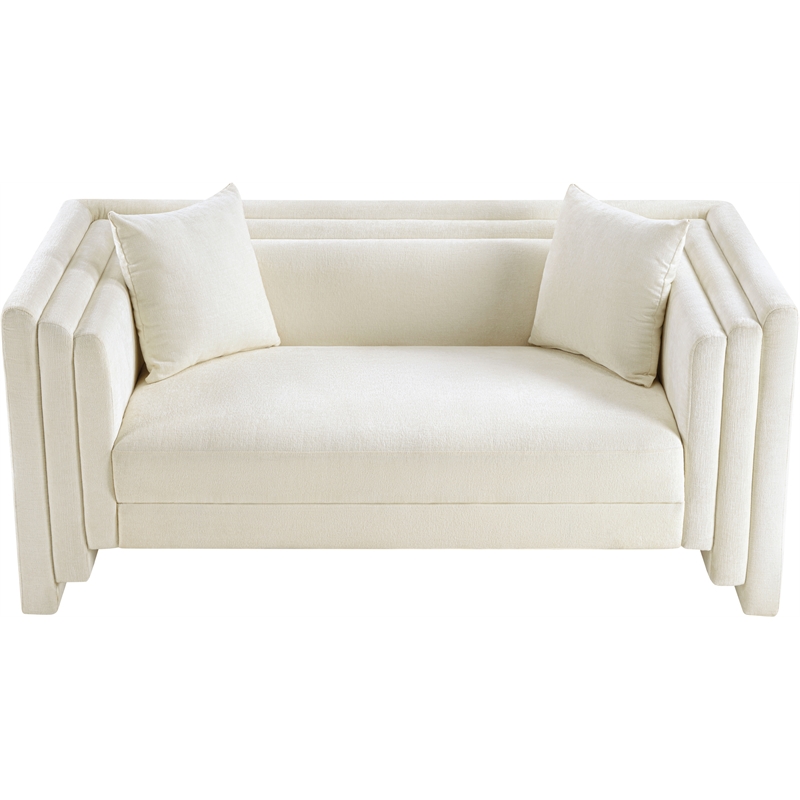 Meridian Furniture Everett Cream Chenille Fabric Upholstered Loveseat
