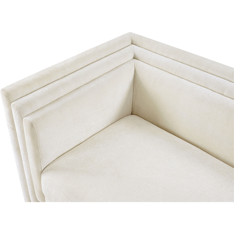 Meridian Furniture Everett Cream Chenille Fabric Upholstered Loveseat