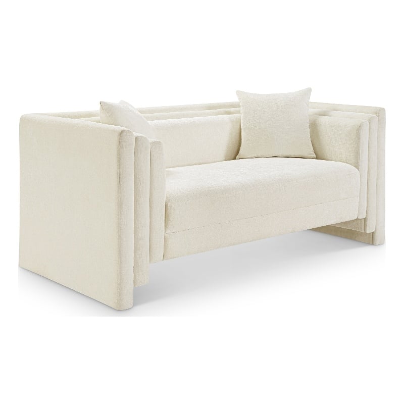 Meridian Furniture Everett Cream Chenille Fabric Upholstered Loveseat