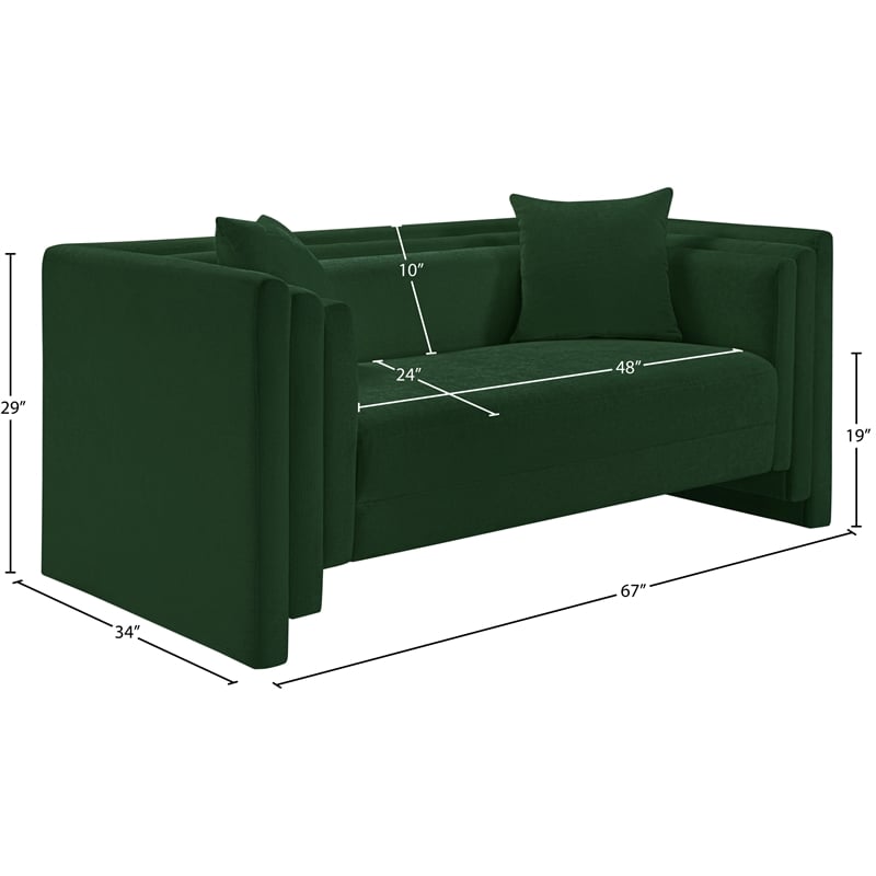 Meridian Furniture Everett Green Chenille Fabric Upholstered Loveseat