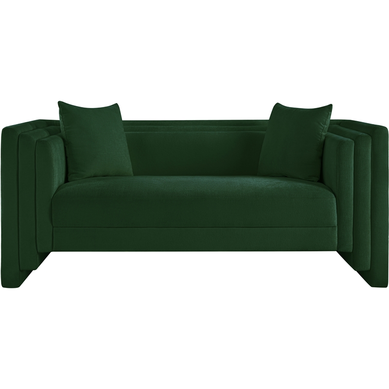 Meridian Furniture Everett Green Chenille Fabric Upholstered Loveseat