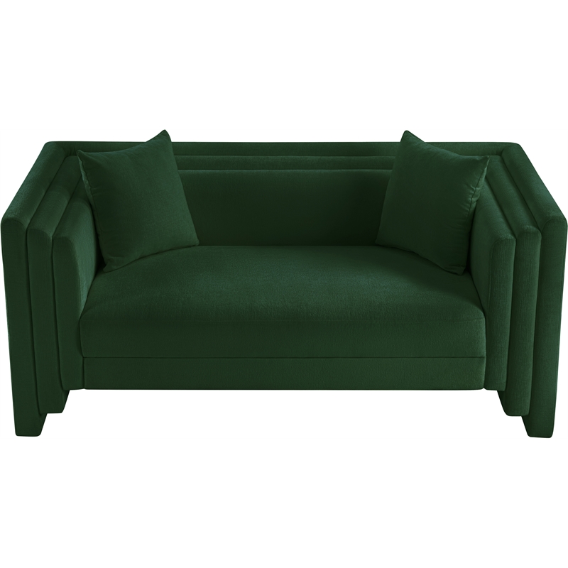Meridian Furniture Everett Green Chenille Fabric Upholstered Loveseat