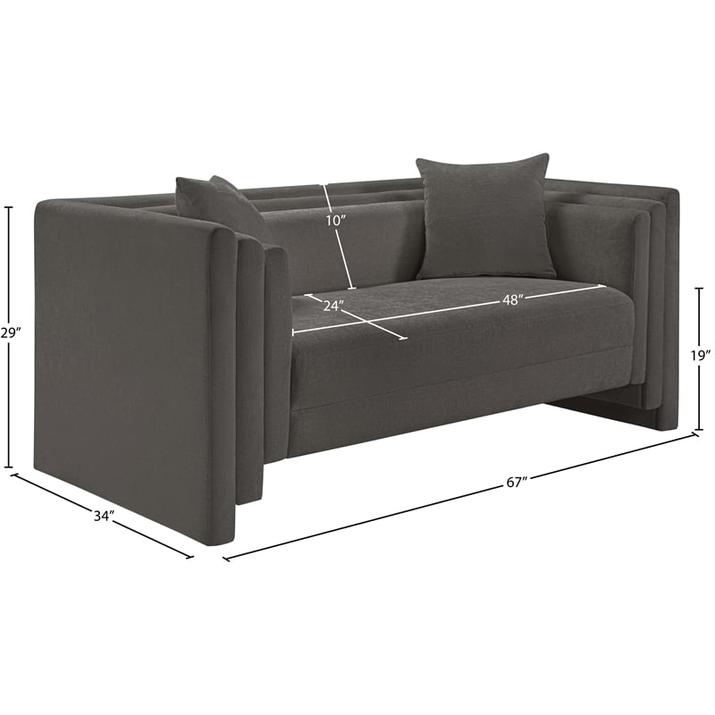 Meridian Furniture Everett Grey Chenille Fabric Upholstered Loveseat