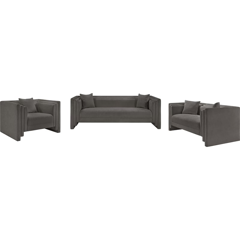 Meridian Furniture Everett Grey Chenille Fabric Upholstered Loveseat