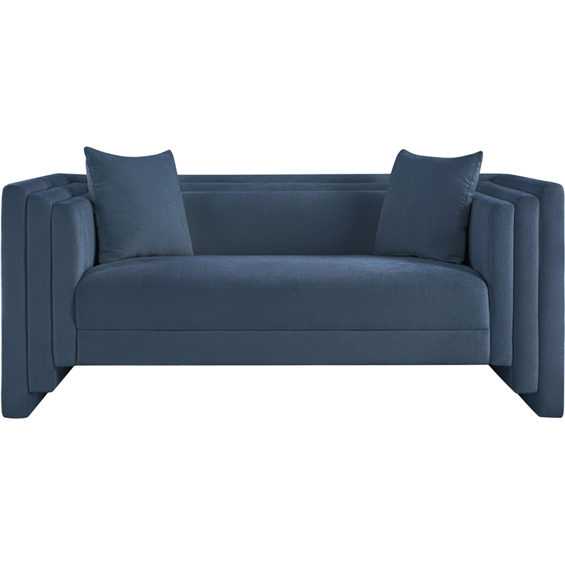 Meridian Furniture Everett Light Blue Chenille Fabric Upholstered Loveseat