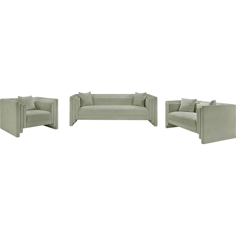 Meridian Furniture Everett Mint Chenille Fabric Upholstered Loveseat