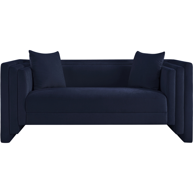 Meridian Furniture Everett Navy Chenille Fabric Upholstered Loveseat
