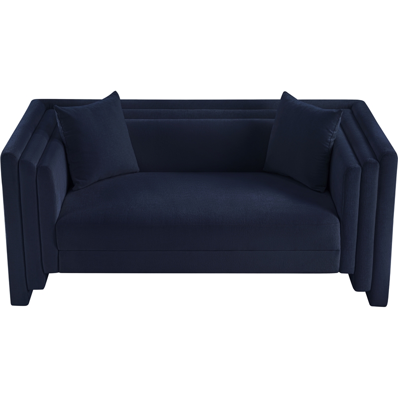 Meridian Furniture Everett Navy Chenille Fabric Upholstered Loveseat
