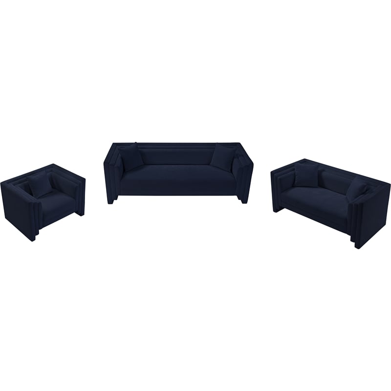 Meridian Furniture Everett Navy Chenille Fabric Upholstered Loveseat