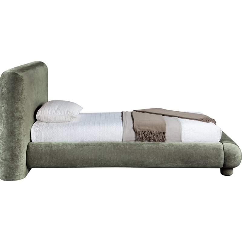 Meridian Furniture Blair Green Chenille Fabric Upholstered Twin Bed