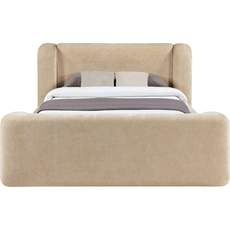 Meridian Furniture Modena Beige Chenille Fabric Upholstered Queen Bed