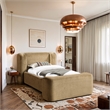 Meridian Furniture Modena Beige Chenille Fabric Upholstered Twin Bed