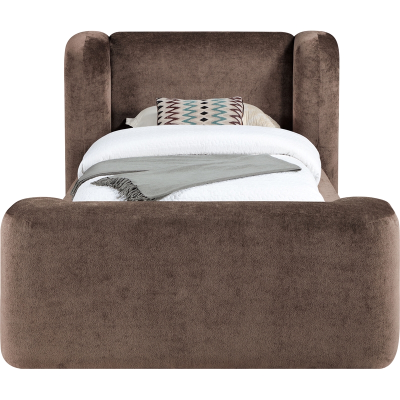 Meridian Furniture Modena Brown Chenille Fabric Upholstered Twin Bed