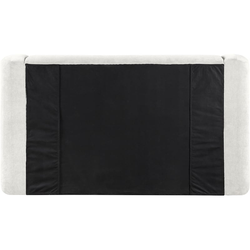 Meridian Furniture Modena Cream Chenille Fabric Upholstered Full Bed