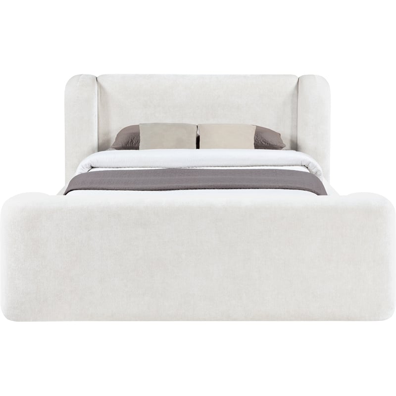 Meridian Furniture Modena Cream Chenille Fabric Upholstered Full Bed