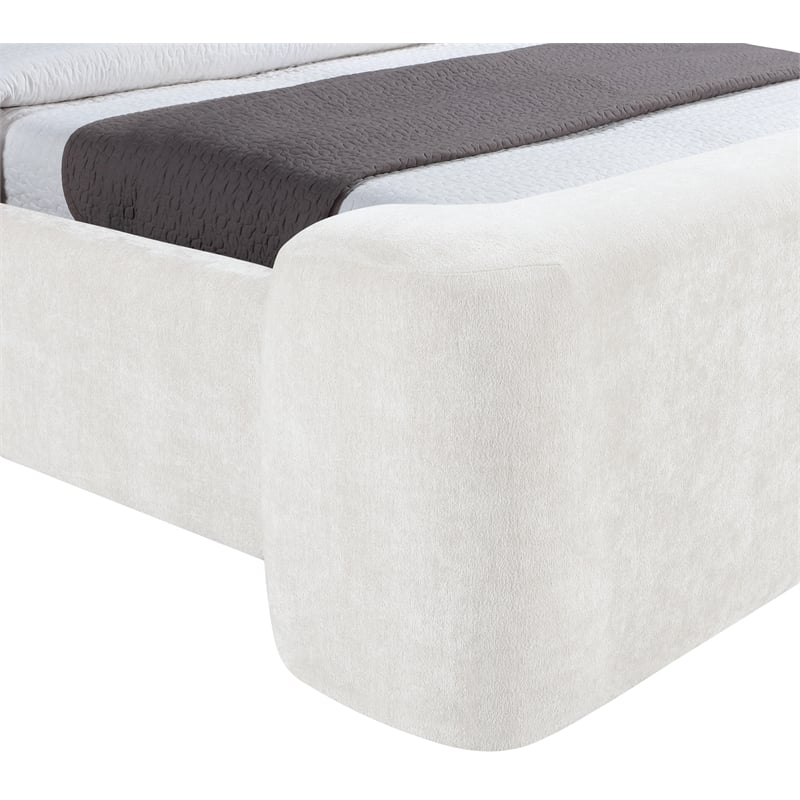 Meridian Furniture Modena Cream Chenille Fabric Upholstered Full Bed