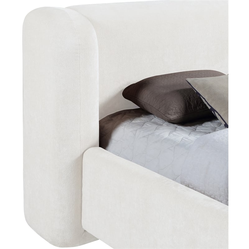 Meridian Furniture Modena Cream Chenille Fabric Upholstered Full Bed