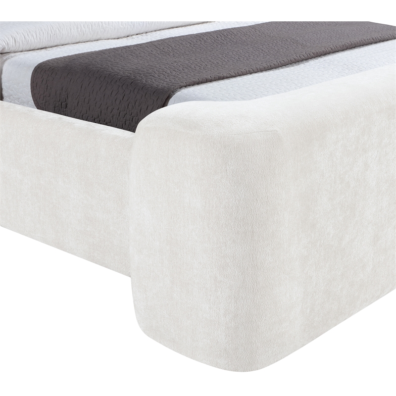 Meridian Furniture Modena Cream Chenille Fabric Upholstered Queen Bed