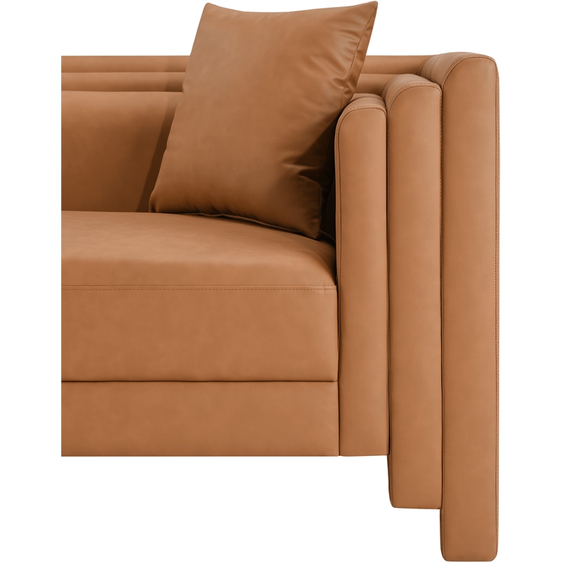 Meridian Furniture Everett Cognac Vegan Leather Upholstered Sofa
