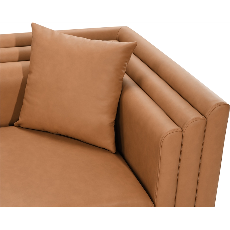Meridian Furniture Everett Cognac Vegan Leather Upholstered Sofa