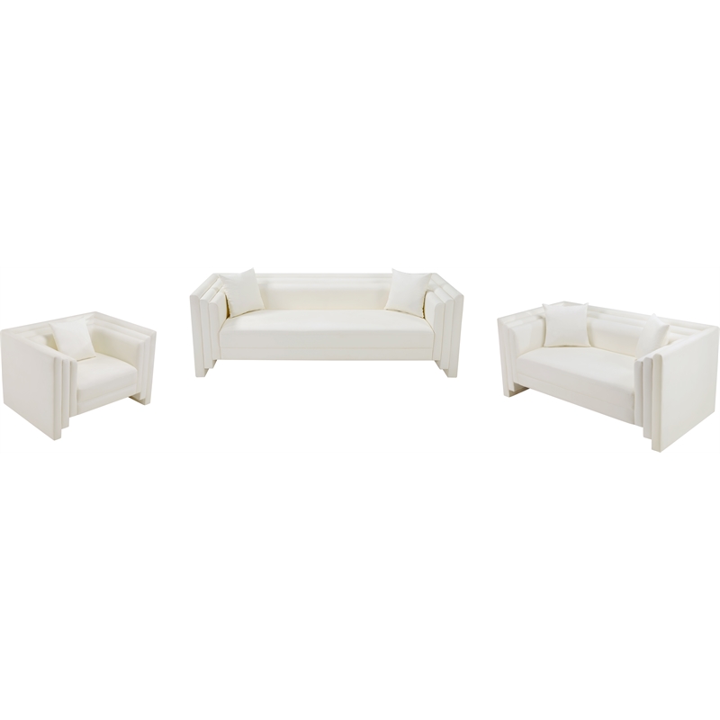 Meridian Furniture Everett Cream Vegan Leather Upholstered Sofa