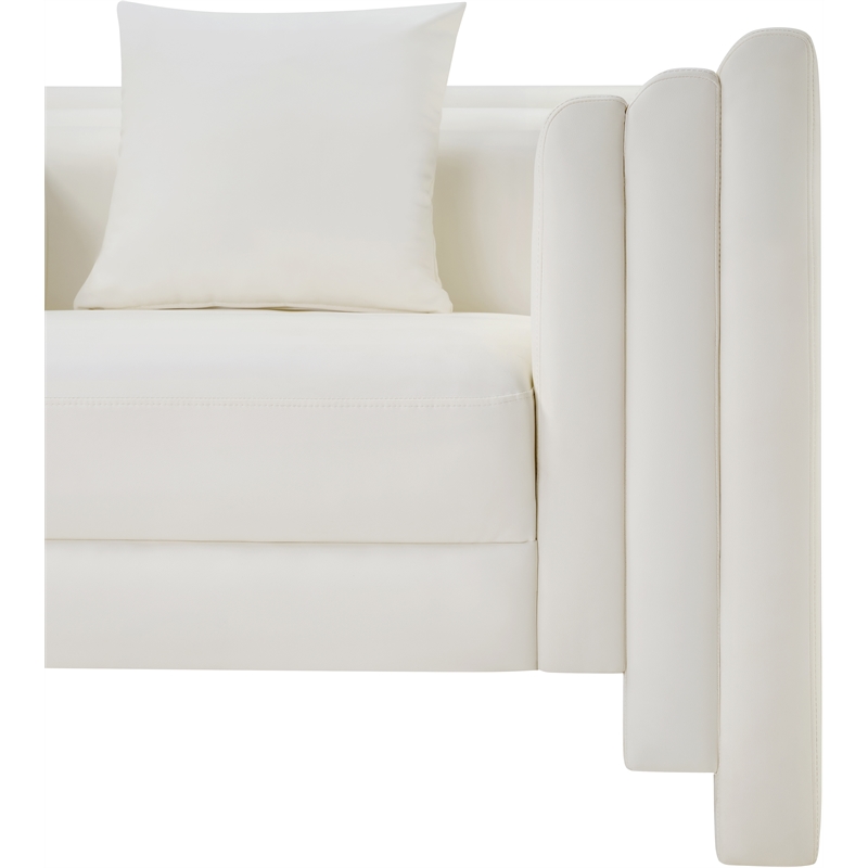 Meridian Furniture Everett Cream Vegan Leather Upholstered Sofa