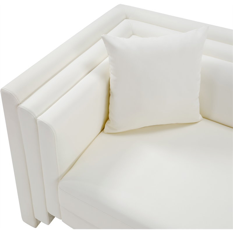 Meridian Furniture Everett Cream Vegan Leather Upholstered Sofa