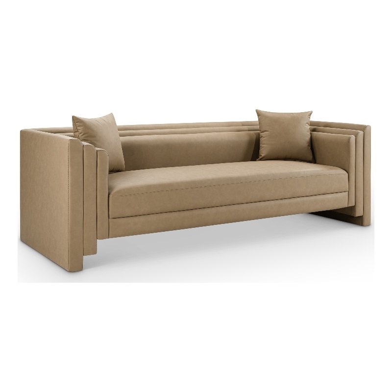 Meridian Furniture Everett Tan Vegan Leather Upholstered Sofa
