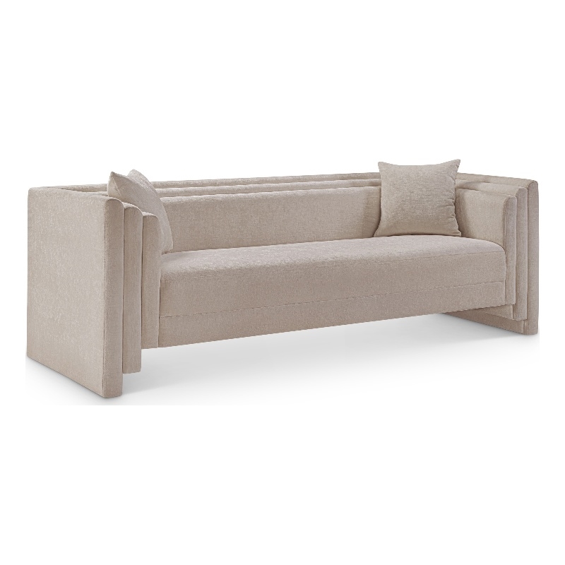 Meridian Furniture Everett Beige Chenille Fabric Upholstered Sofa