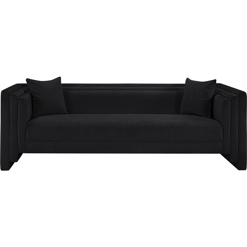 Meridian Furniture Everett Black Chenille Fabric Upholstered Sofa