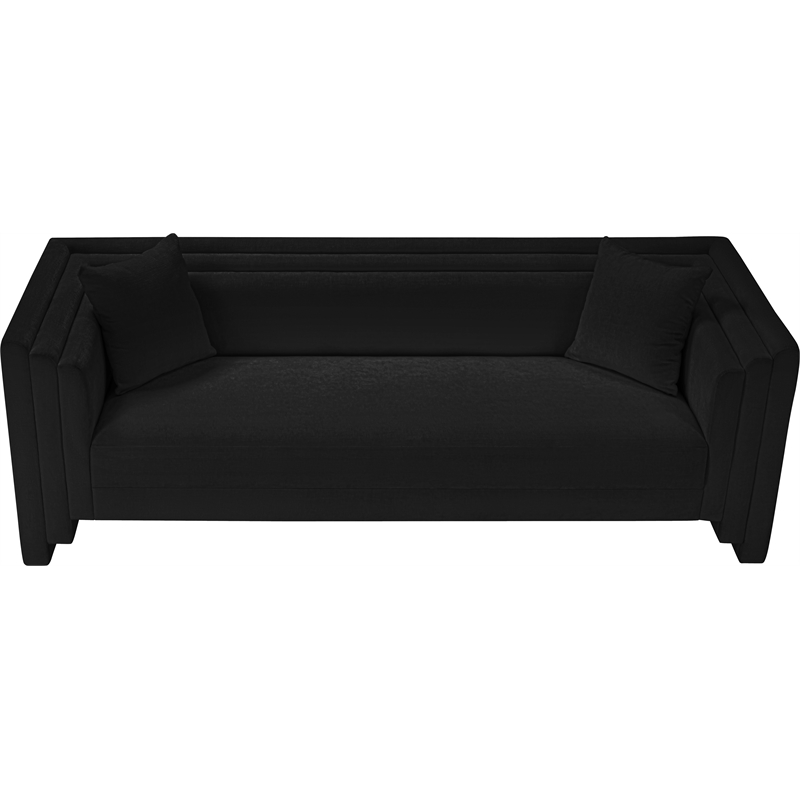 Meridian Furniture Everett Black Chenille Fabric Upholstered Sofa