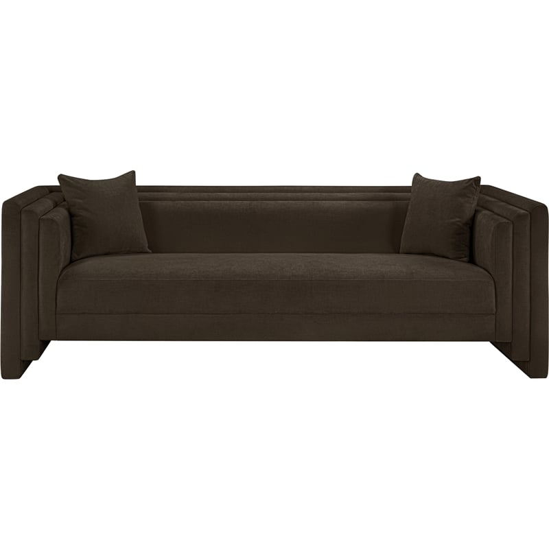 Meridian Furniture Everett Brown Chenille Fabric Upholstered Sofa