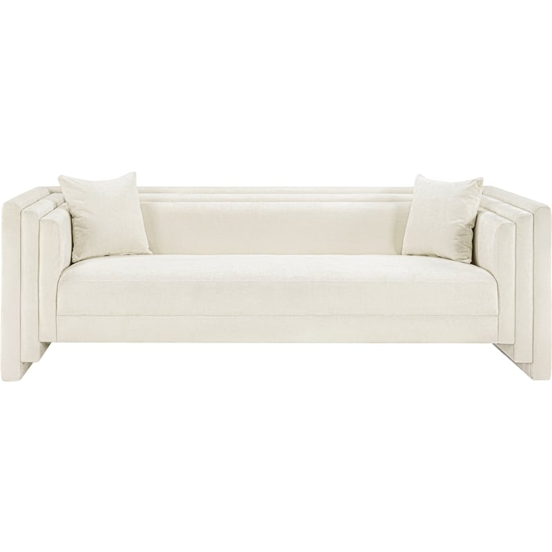 Meridian Furniture Everett Cream Chenille Fabric Upholstered Sofa