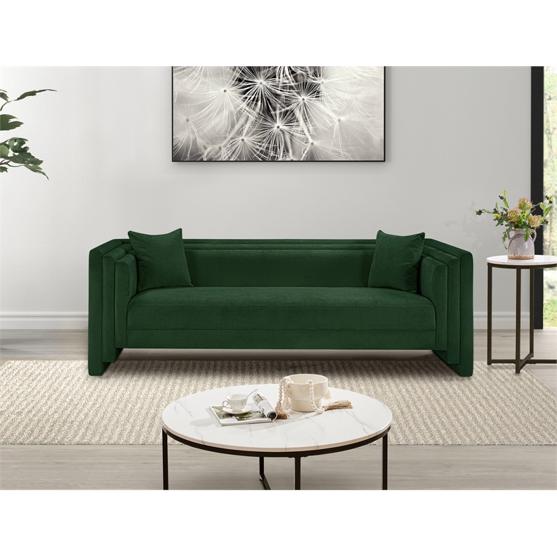 Meridian Furniture Everett Green Chenille Fabric Upholstered Sofa