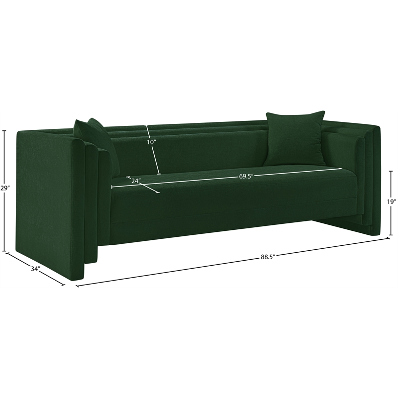 Meridian Furniture Everett Green Chenille Fabric Upholstered Sofa