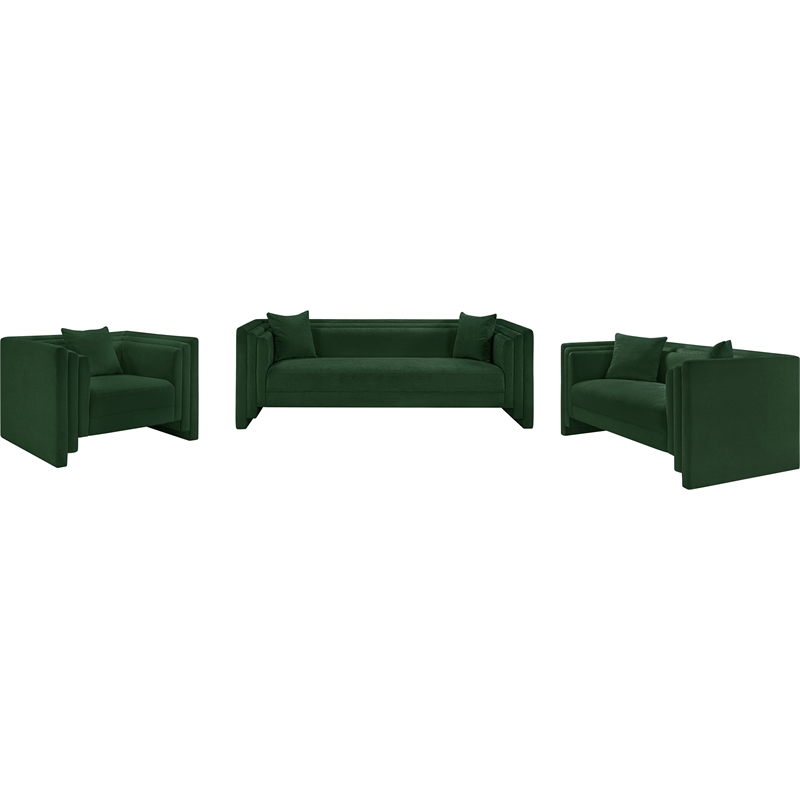 Meridian Furniture Everett Green Chenille Fabric Upholstered Sofa