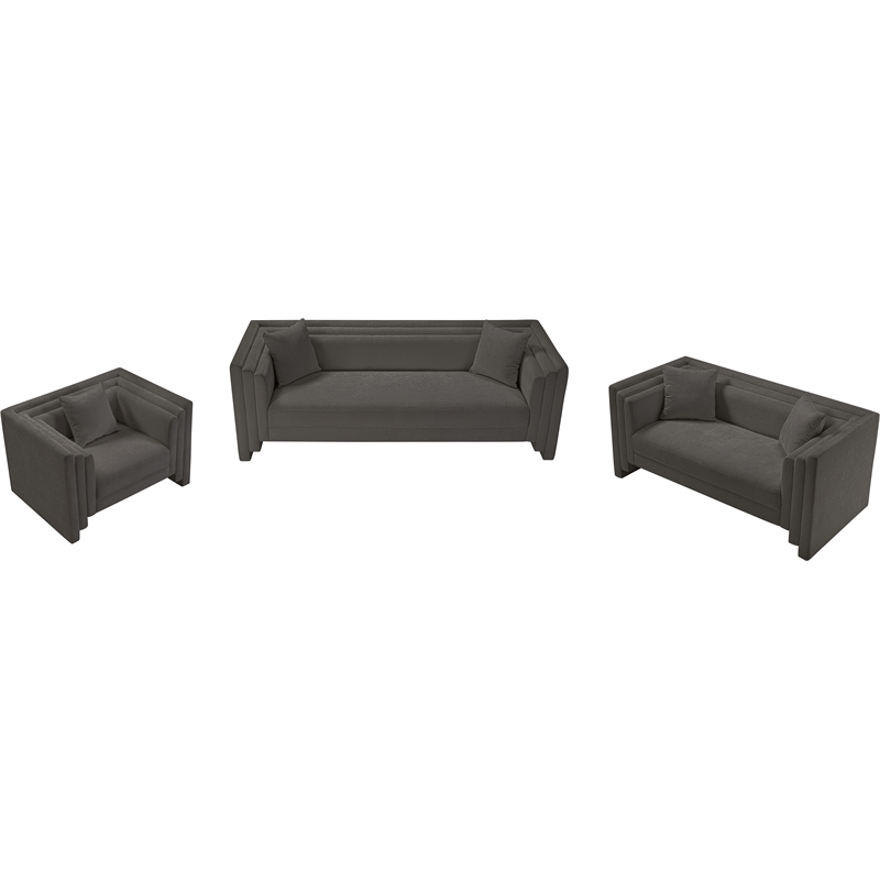 Meridian Furniture Everett Grey Chenille Fabric Upholstered Sofa