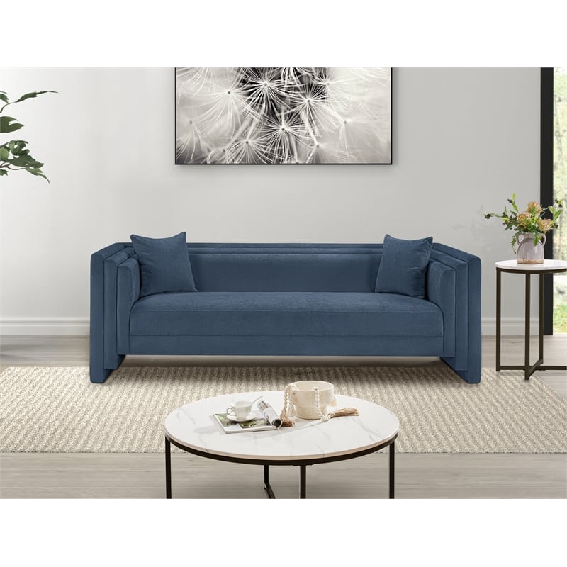 Meridian Furniture Everett Light Blue Chenille Fabric Upholstered Sofa