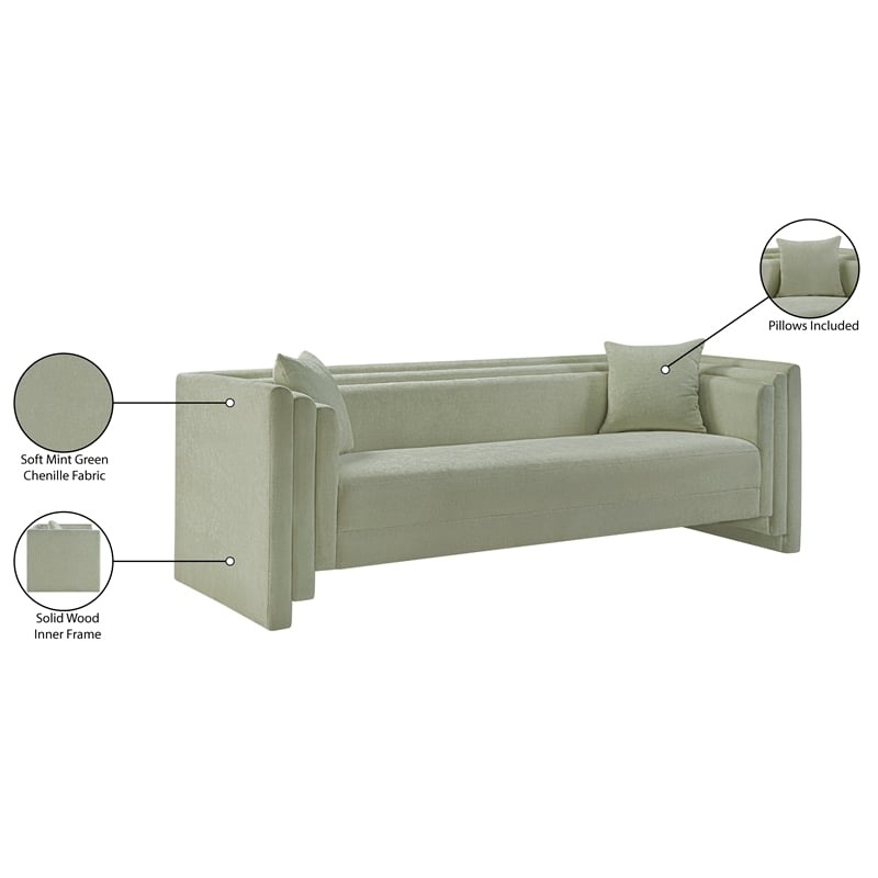 Meridian Furniture Everett Mint Chenille Fabric Upholstered Sofa