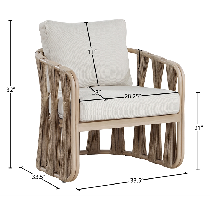 Meridian Furniture San Pietro Beige Olefin Upholstered Outdoor Patio Chair