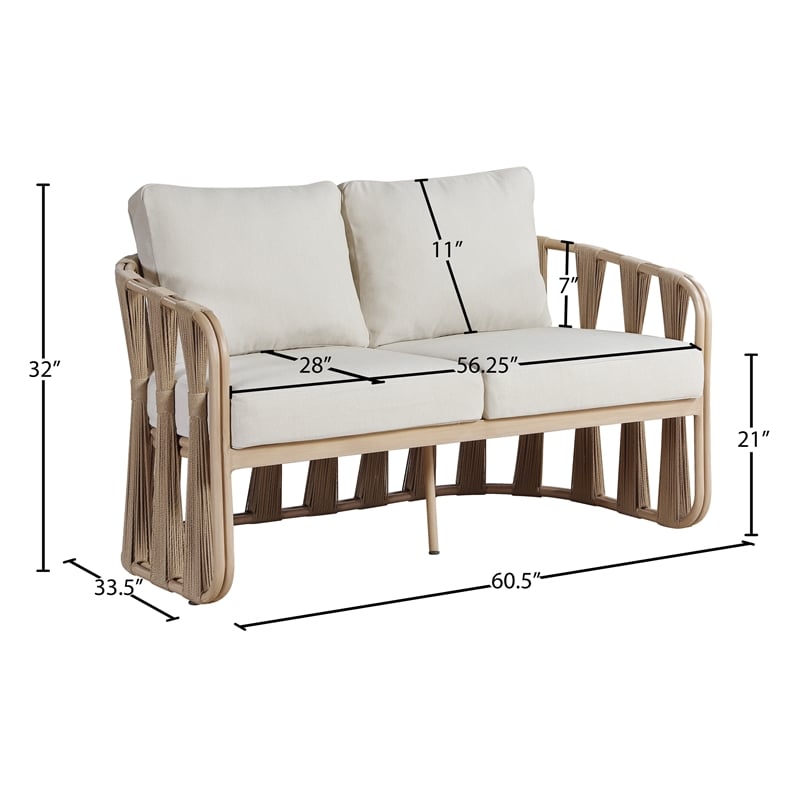Meridian Furniture San Pietro Beige Olefin Upholstered Outdoor Patio Loveseat