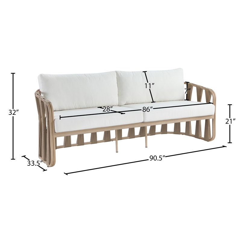 Meridian Furniture San Pietro Beige Olefin Upholstered Outdoor Patio Sofa