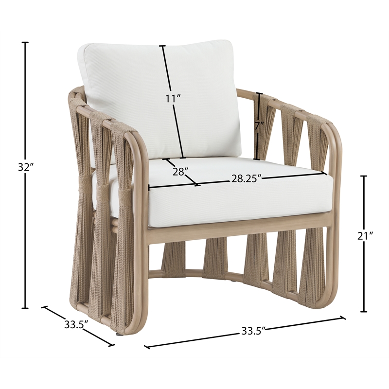 Meridian Furniture San Pietro Cream Olefin Upholstered Outdoor Patio Chair