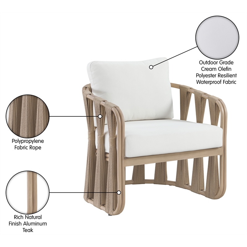 Meridian Furniture San Pietro Cream Olefin Upholstered Outdoor Patio Chair