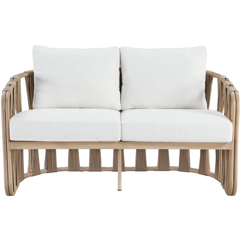 Meridian Furniture San Pietro Cream Olefin Upholstered Outdoor Patio Loveseat