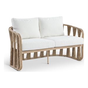 Meridian Furniture San Pietro Cream Olefin Upholstered Outdoor Patio Loveseat