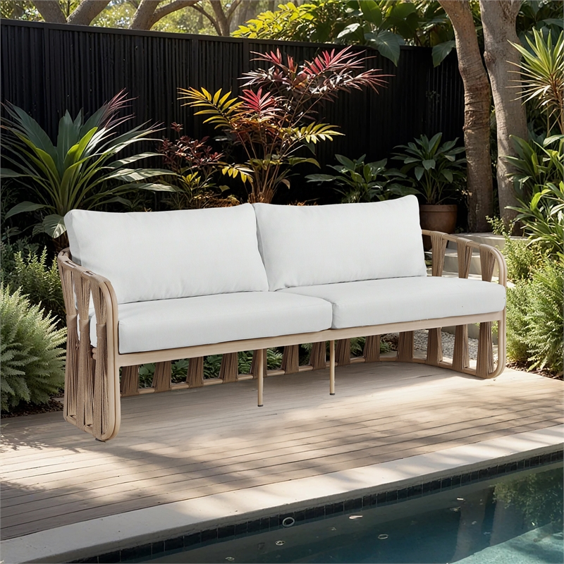 Meridian Furniture San Pietro Cream Olefin Upholstered Outdoor Patio Sofa